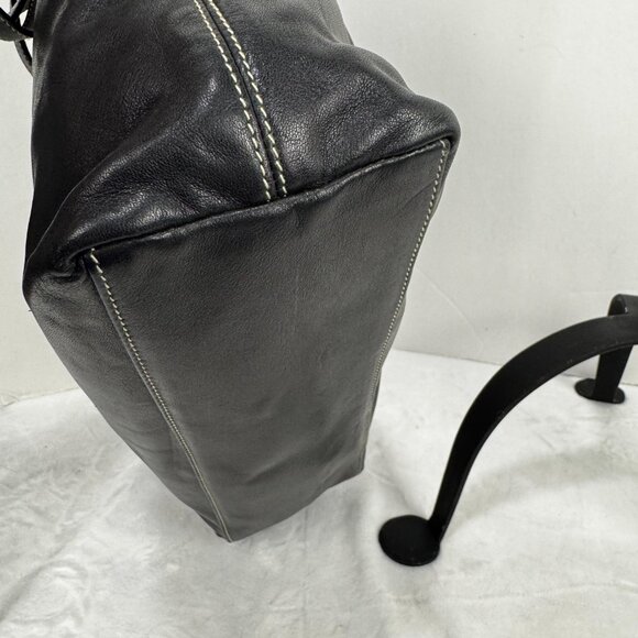 Ralph Lauren RLL Black Smooth Leather Front Flap Shoulder Bag Double Strap Class - Picture 5 of 16